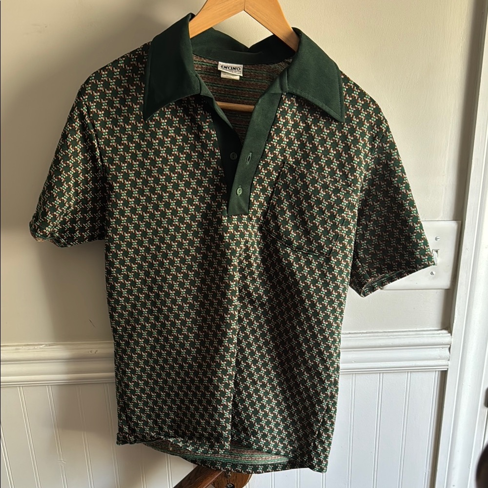 Vintage Green Patterned Men's Shirt